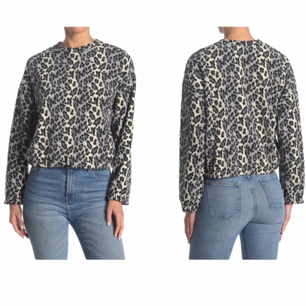 Abound Giada Leopard Print Fleece Sweatshirt XS Nordstrom Animal NWT